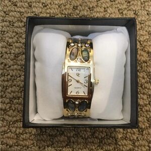 Bangle Wrist Watch with Abalone Stones